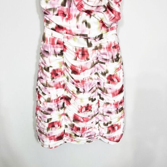 H&M Women's Floral Print Sweetheart Neck Ruched Mini Dress Size 8 - Picture 6 of 6